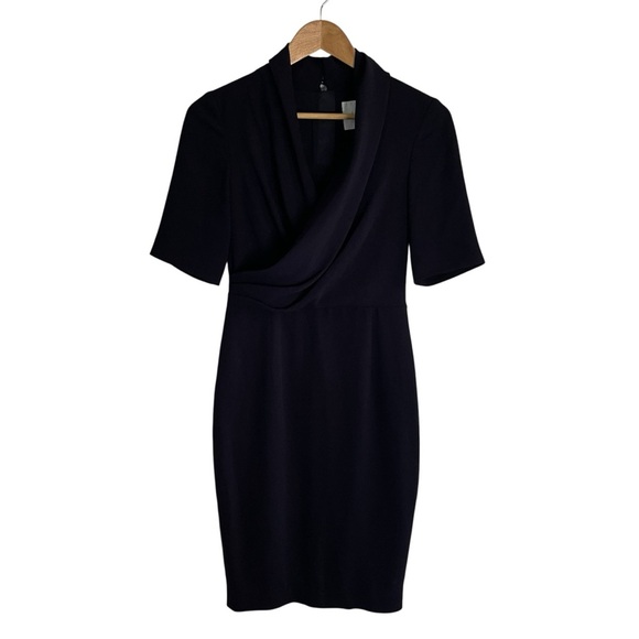 LK Bennett Dress Dr Lamarie Sheath ladies size 2 dark navy Draped Crepe preppy - Picture 1 of 9